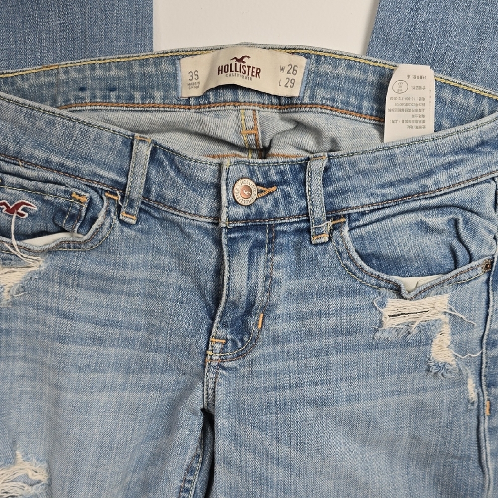 Hollister Women's Light Blue Ripped Skinny Jeans 3 SHORT